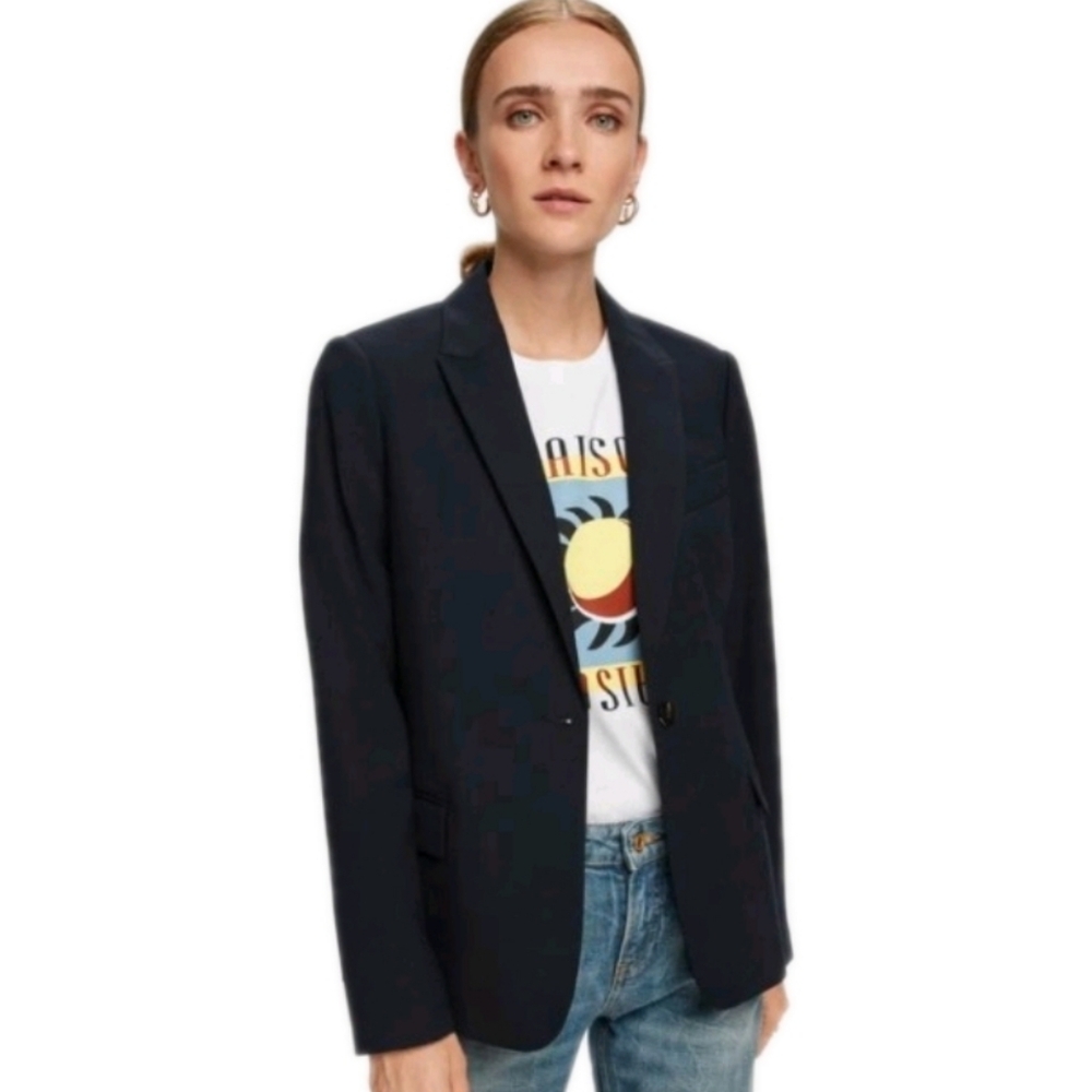 SCOTCH & SODA Amsterdam Navy Pinstripe Blazer One Button Lined XS/2